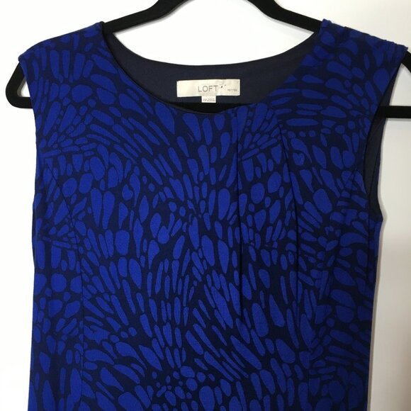 Ann Taylor LOFT Patterned Blue Dress - Picture 5 of 8